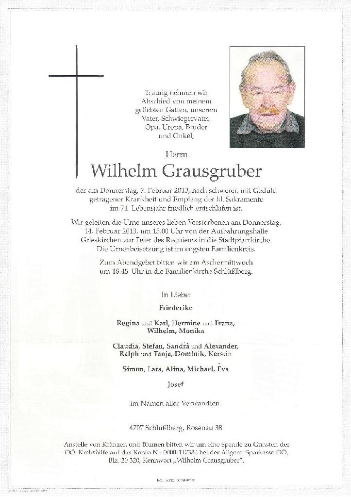 Patenzettel Wilhelm Grausgruber